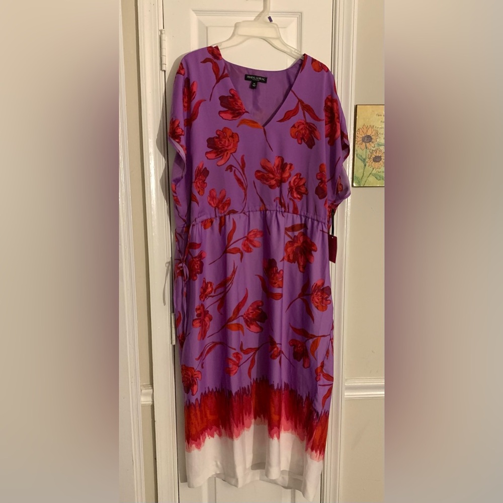 Prabal Gurung Floral Women's Dresses Short Sleeve XL Purple Red *NWT